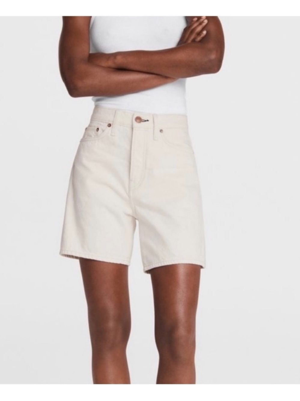 rag & bone Maya high rise 6” denim shorts ecru size 29